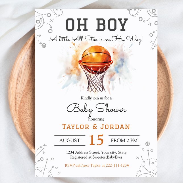 Basketball Baby Shower-inbjudan Inbjudningar (Skapare uppladdad)