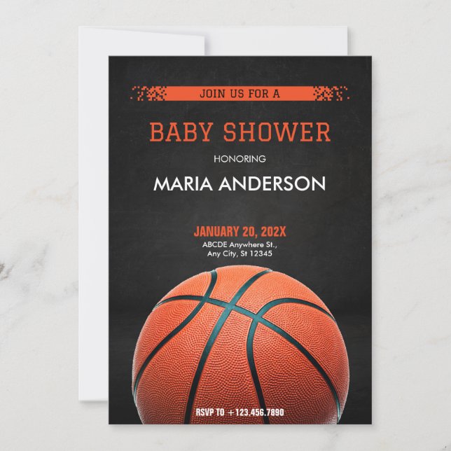 Basketball Baby Shower Inbjudningar (Framsida)
