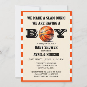 Basketball Baby Shower Inbjudningar