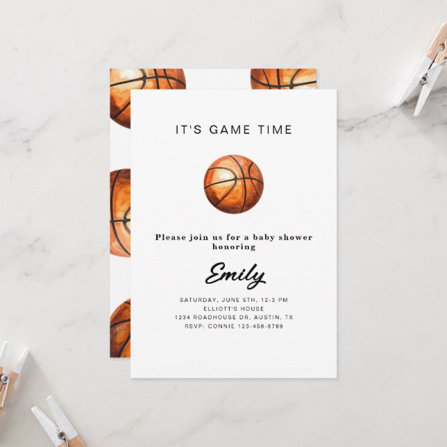 Basketball Baby Shower Invitation  Inbjudningar (Fram/Back In Situ)