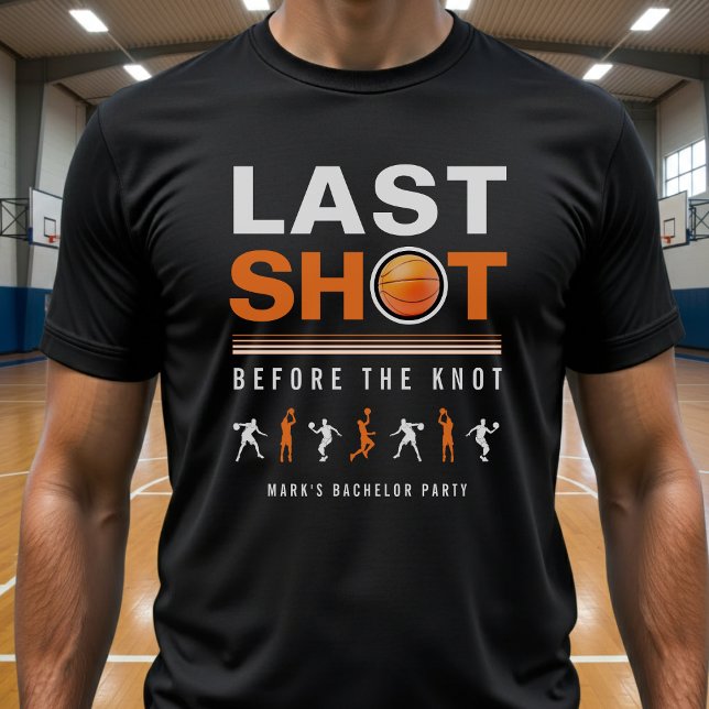 Basketball Bachelor Party Last Shot Orange & Black T Shirt (Skapare uppladdad)