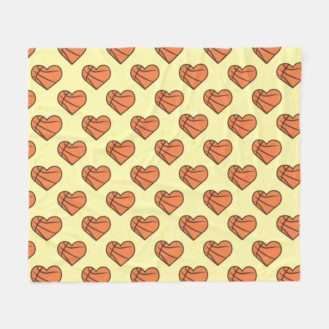 Basketball Ball Texture In Heart Shape Pattern  Fleecefilt (Framsidan (Horisontell))
