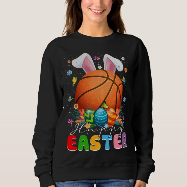 Basketball Ball With Bunny Ears Easter Day Boys Ki T Shirt (Framsida)