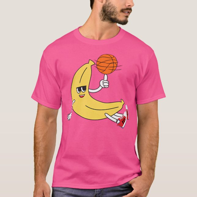 Basketball Banana Tecknad T Shirt (Framsida)