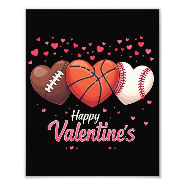 Basketball Baseball Valentines day Fototryck (Framsidan)