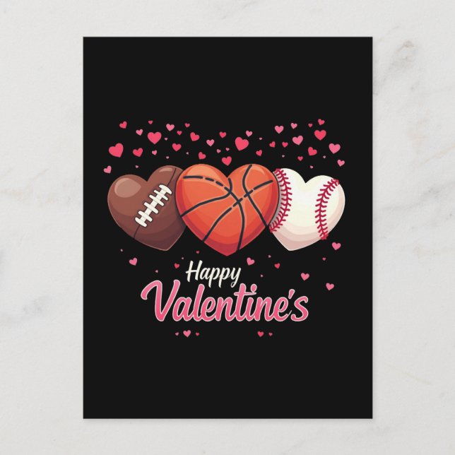 Basketball Baseball Valentines day Helg Vykort (Framsida)