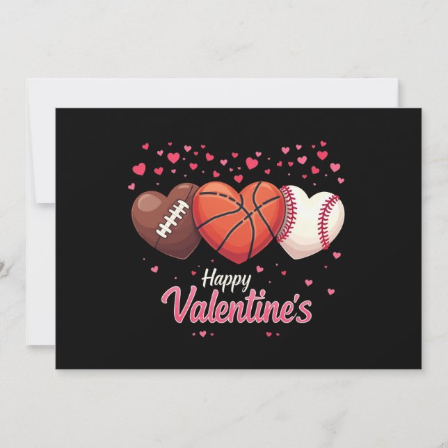 Basketball Baseball Valentines day Inbjudningar (Framsida)