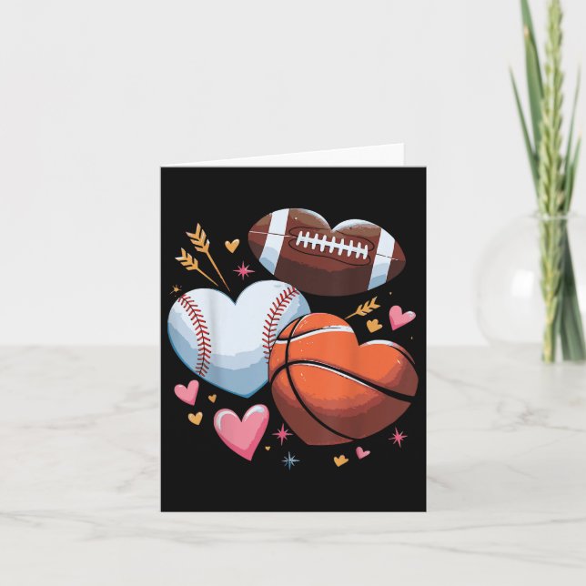 Basketball Baseball Valentines day Kort (Framsida)