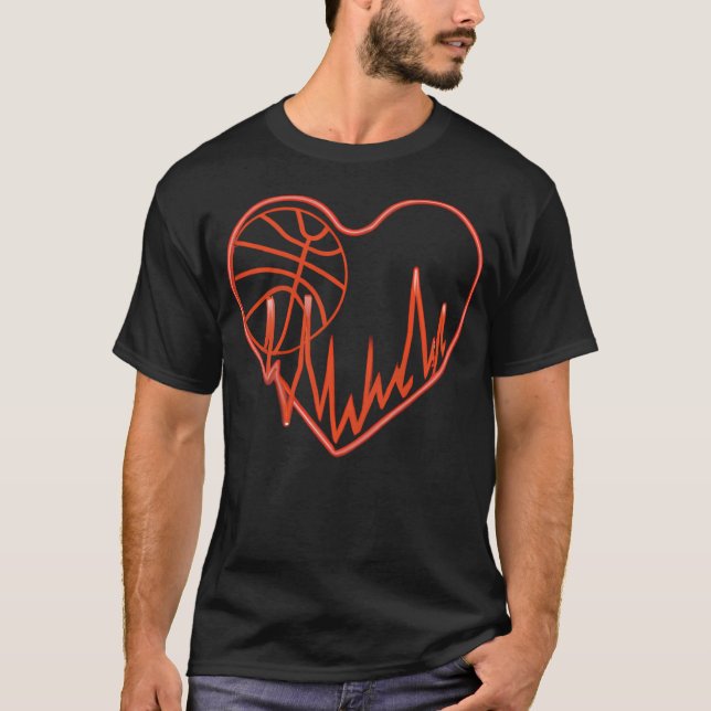 Basketball Basketball Heart Beat T Shirt (Framsida)