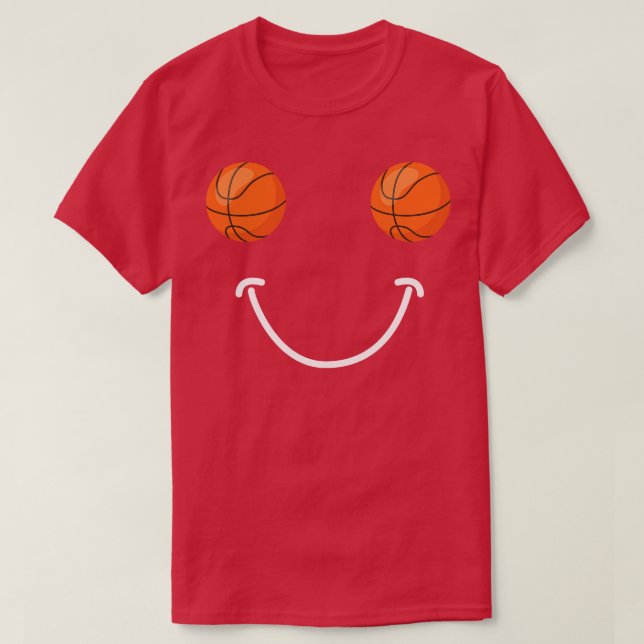 Basketball Basketball Lycklig Ansikte T Shirt (Design framsida)