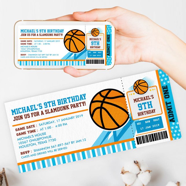 Basketball Biljett, födelsedagsinbjudan Inbjudningar (Skapare uppladdad)