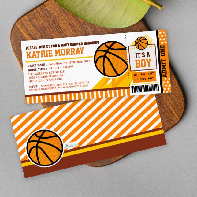 Basketball Biljett Pass Baby Shower-inbjudan Inbjudningar (Skapare uppladdad)