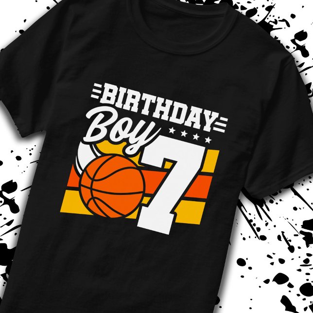 Basketball Birthday 7 Year Old Boy 7:e Birthday T Shirt (Skapare uppladdad)
