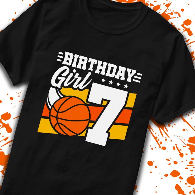 Basketball Birthday 7 Year Old Girl 7:e Birthday T Shirt (Skapare uppladdad)