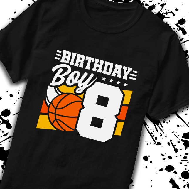 Basketball Birthday 8 Year Old Boy 8th Birday T Shirt (Skapare uppladdad)