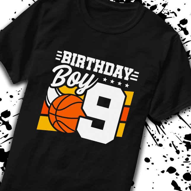 Basketball Birthday 9 Year Old Boy 9th Birday T Shirt (Skapare uppladdad)