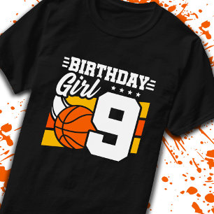 Basketball Birthday 9 Year Old Girl 9 Birth Day T Shirt