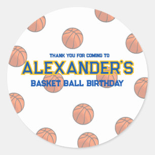 Basketball Birthday Bash Sticker Runt Klistermärke