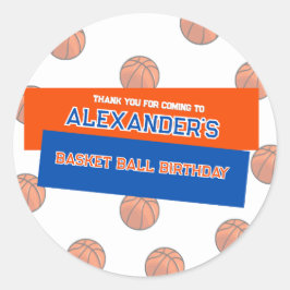 Basketball Birthday Bash Sticker Runt Klistermärke