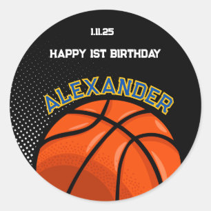 Basketball Birthday Bash Sticker Runt Klistermärke