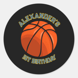 Basketball Birthday Bash Sticker Runt Klistermärke