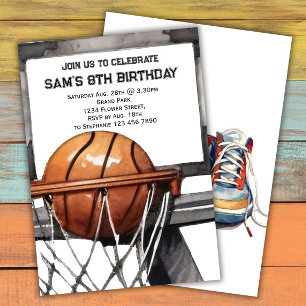 Basketball Birthday Basketball Party Inbjudningar