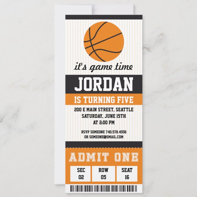 Basketball Birthday Bjud Födelsedagsfest Boys Inbjudningar (Framsida)