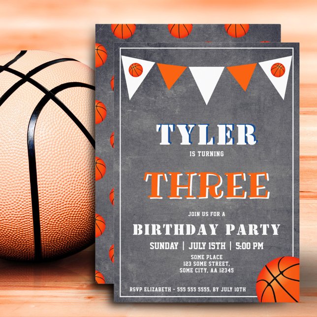 Basketball Birthday bjudande, 3:e födelsedagen Inbjudningar (Skapare uppladdad)