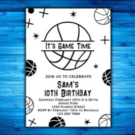 Basketball Birthday bjudande, Basket Boll Party Inbjudningar