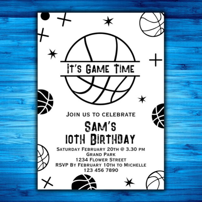 Basketball Birthday bjudande, Basket Boll Party Inbjudningar (Skapare uppladdad)