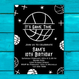 Basketball Birthday bjudande, Basket Boll Party Inbjudningar