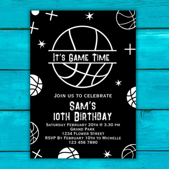 Basketball Birthday bjudande, Basket Boll Party Inbjudningar (Skapare uppladdad)