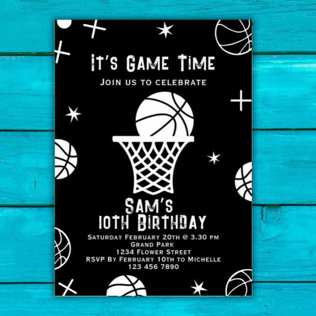 Basketball Birthday bjudande, Basket Boll Party Inbjudningar (Skapare uppladdad)