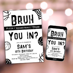 Basketball Birthday bjudouys Bruh Inbjudan