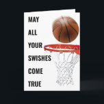 Basketball Birthday Funny Kort<br><div class="desc">Basketbollens födelsedagskort med basketbolltemat och roligt kreativ för sportfantast av spelare,  tränare eller team. Redigera text som ska läggas till namn.</div>