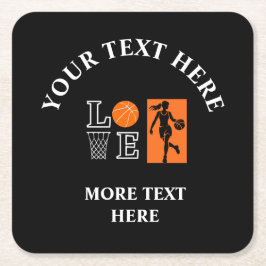 Basketball Birthday Gift, Basketball Girl Player Underlägg Papper Kvadrat