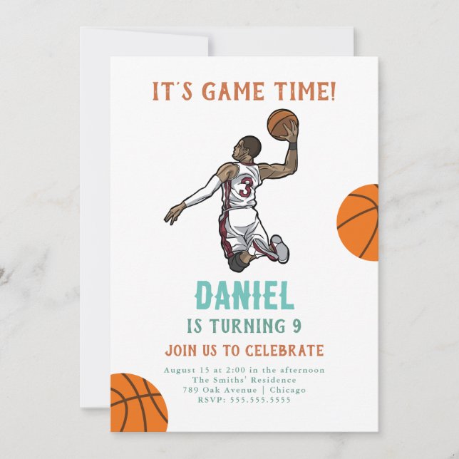 Basketball Birthday-inbjudan Inbjudningar (Framsida)