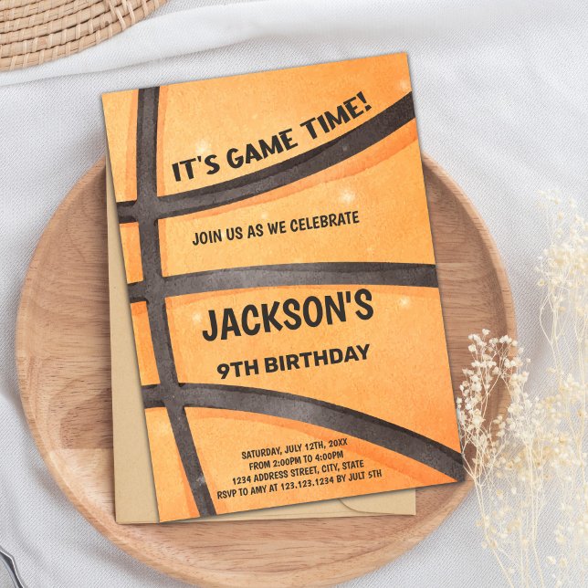 Basketball Birthday-inbjudan Inbjudningar (Full Basketball Birthday Invitations)