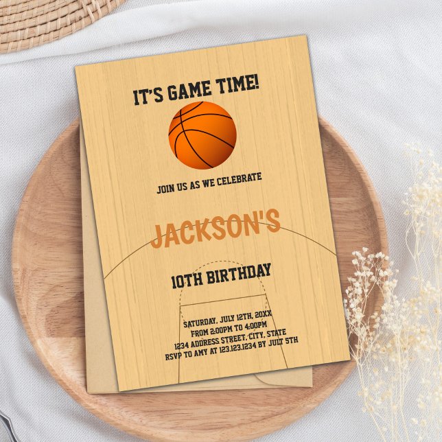 Basketball Birthday-inbjudan Inbjudningar (Brown Basketball Birthday Invitations)