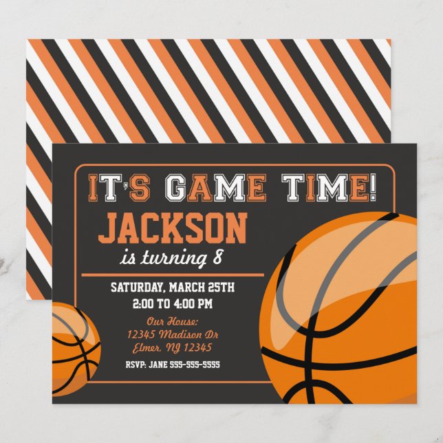 Basketball Birthday-inbjudan Inbjudningar (Fram/baksida)