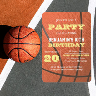 Basketball Birthday-inbjudan om Tillfällen Inbjudningar