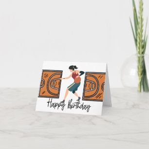 Basketball Birthday-kort med boll för kvinna Kort