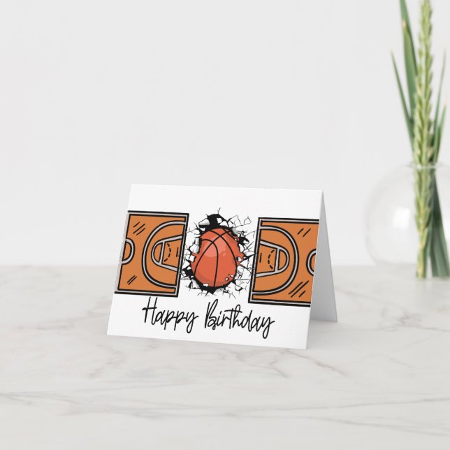Basketball Birthday-kort med boll för spelare Kort (Framsida)