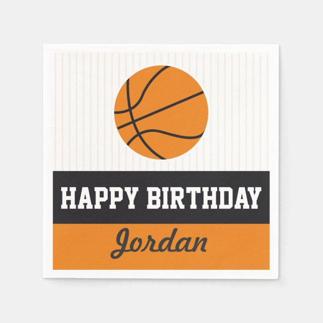 Basketball Birthday Pappra Napkins Pappersservett (Framsidan)