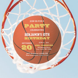 Basketball Birthday Round-inbjudan Inbjudningar