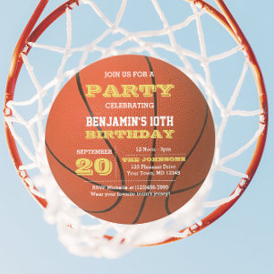 Basketball Birthday Round-inbjudan Inbjudningar