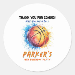 Basketball Birthday Tack Sticker Runt Klistermärke