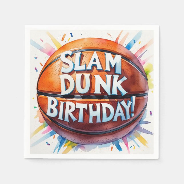 Basketball Birthday ThBäste Slam dunk Pappersservett (Framsidan)