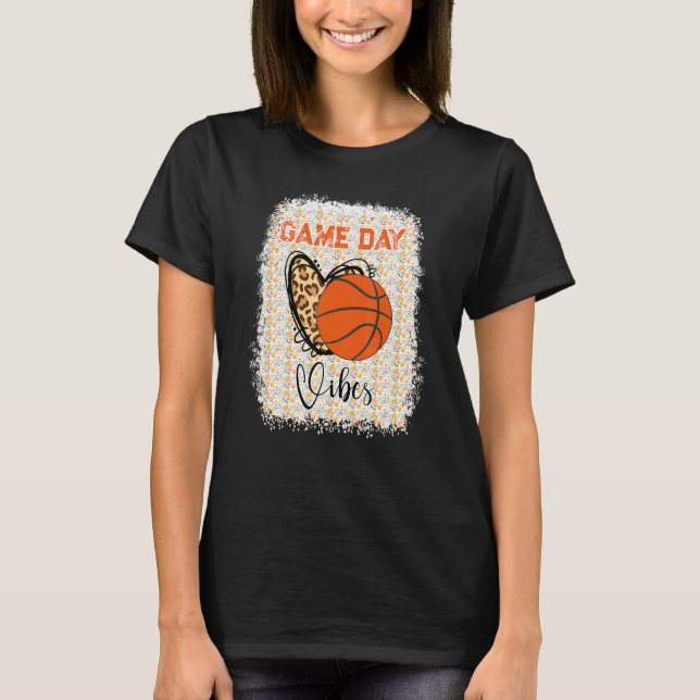 Basketball Bleached Game Day Vibes Basketball Mom  T Shirt (Framsida)