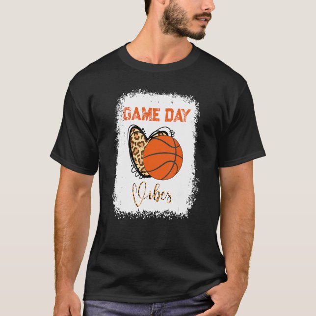 Basketball Bleached Game Day Vibes Basketball Mom  T Shirt (Framsida)